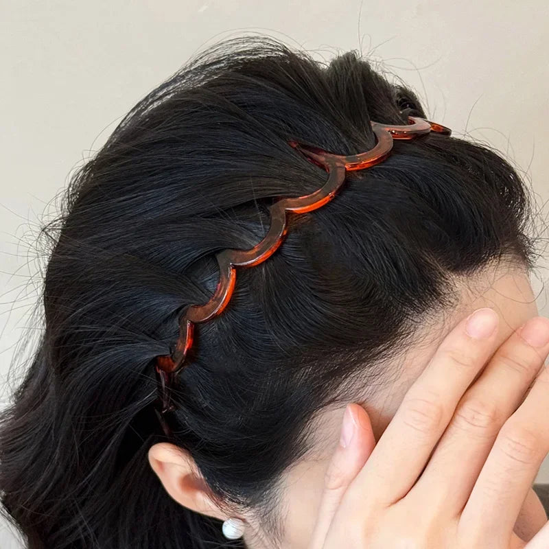 Fashion Wave Headbands for Women Solid Color Toothed Non-slip Hair Bands  Face Wash Sports Hairbands Hair Accessories