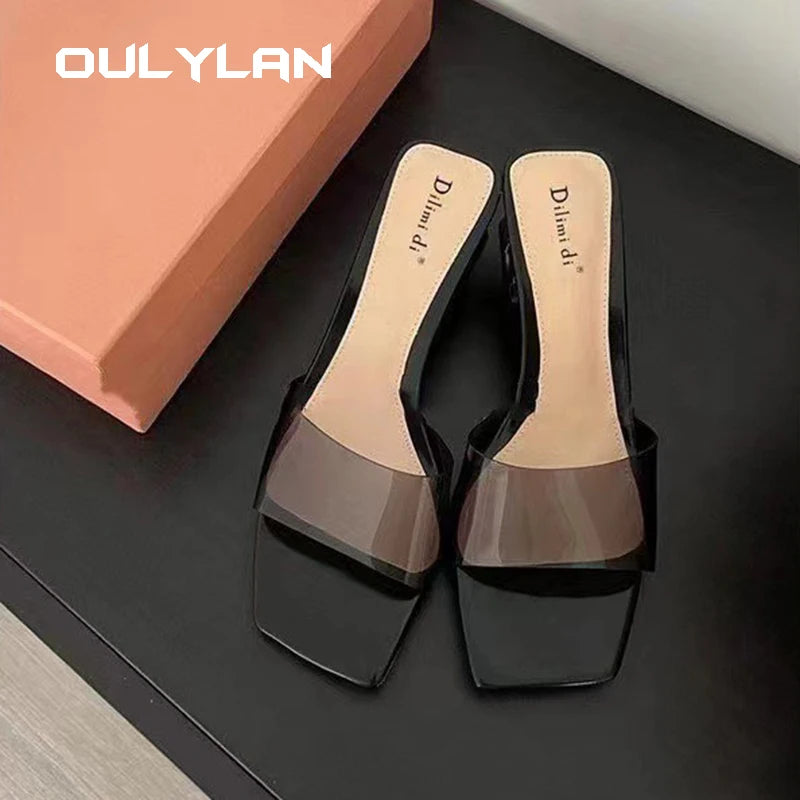 High Heel Sandals Summer Casual Shoes Square Heel Open Toe Ankle Strap
