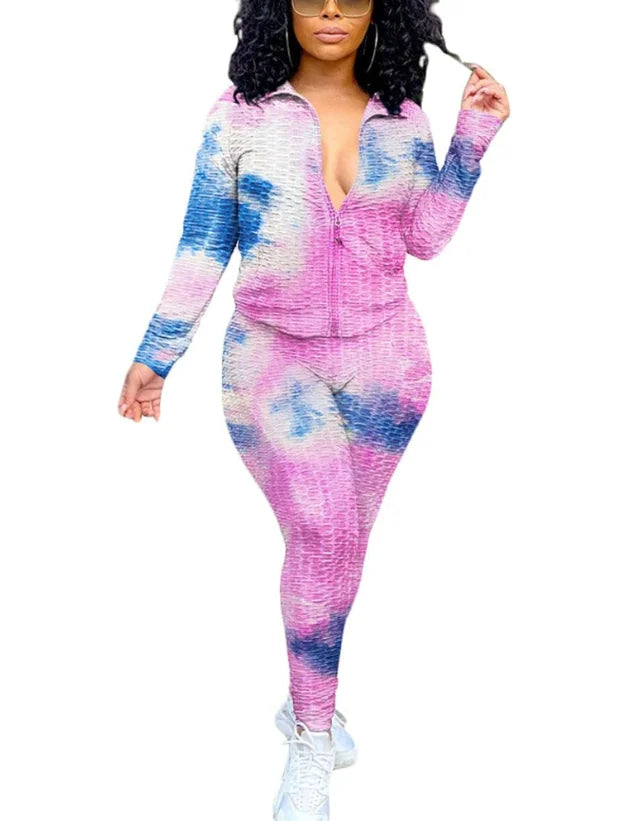 Women Two Piece Outfits  Long sleeve top Elastic waist bottom