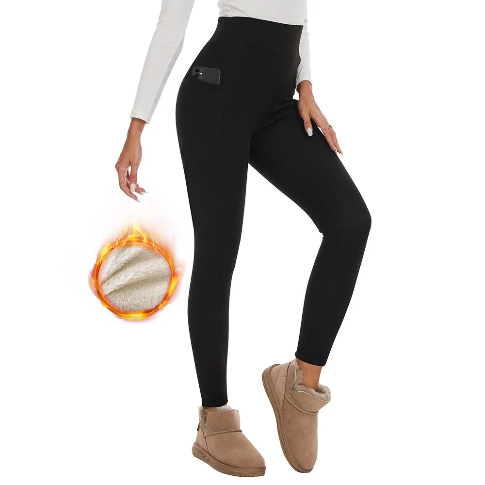Thick Fleece Pocket legging  Thermal Leggings For Winter
