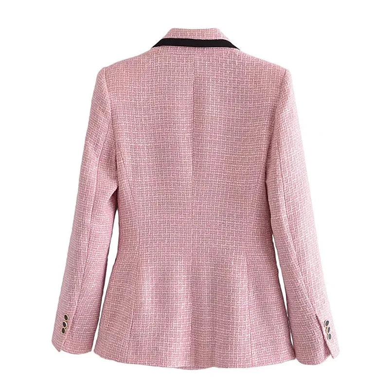 women's clothing style fashionable and versatile slim fit light pink texture suit jacket