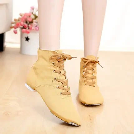 Soft Canvas Sports Shoes Lace Up Dancing Boots