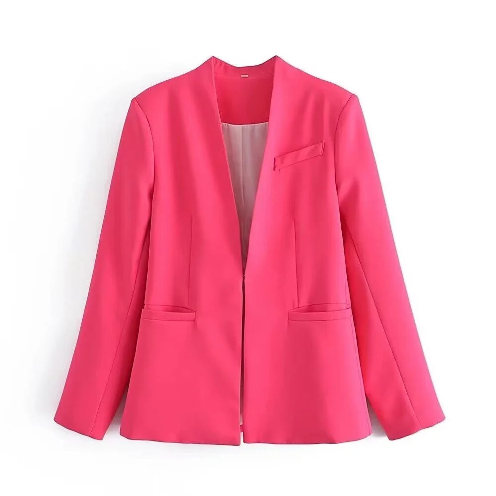 Casual Women's Wear Simple Fashion Solid Color Suit Top Straight Pants Set Two Piece Set Blazer Pants