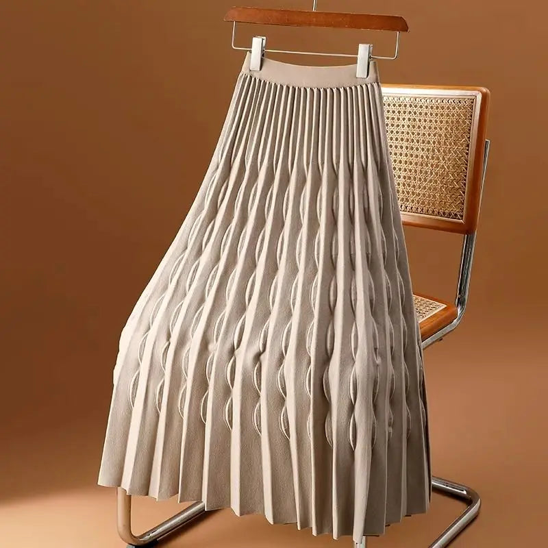 High Waist Loose Pleated  A-Line Skirt