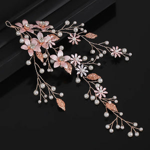 Flower Leaf Crystal Pearl Headband Hairband For Women  Hair Accessories Vine Jewelry Band Headband