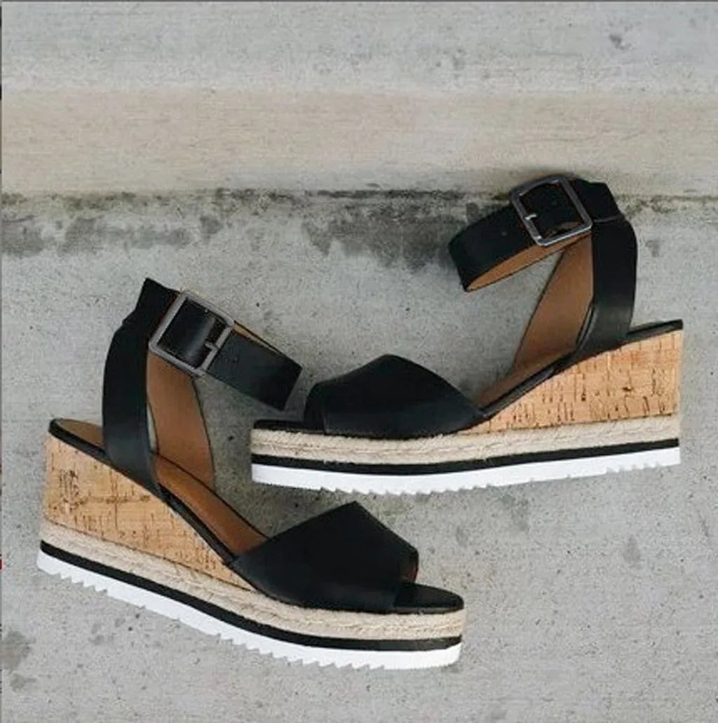 Slip On Shoes For Women Sandals Wedges Sandals Retro Roman Women's Ladies Women's  Shoes Straps Dress Heeled Sandals