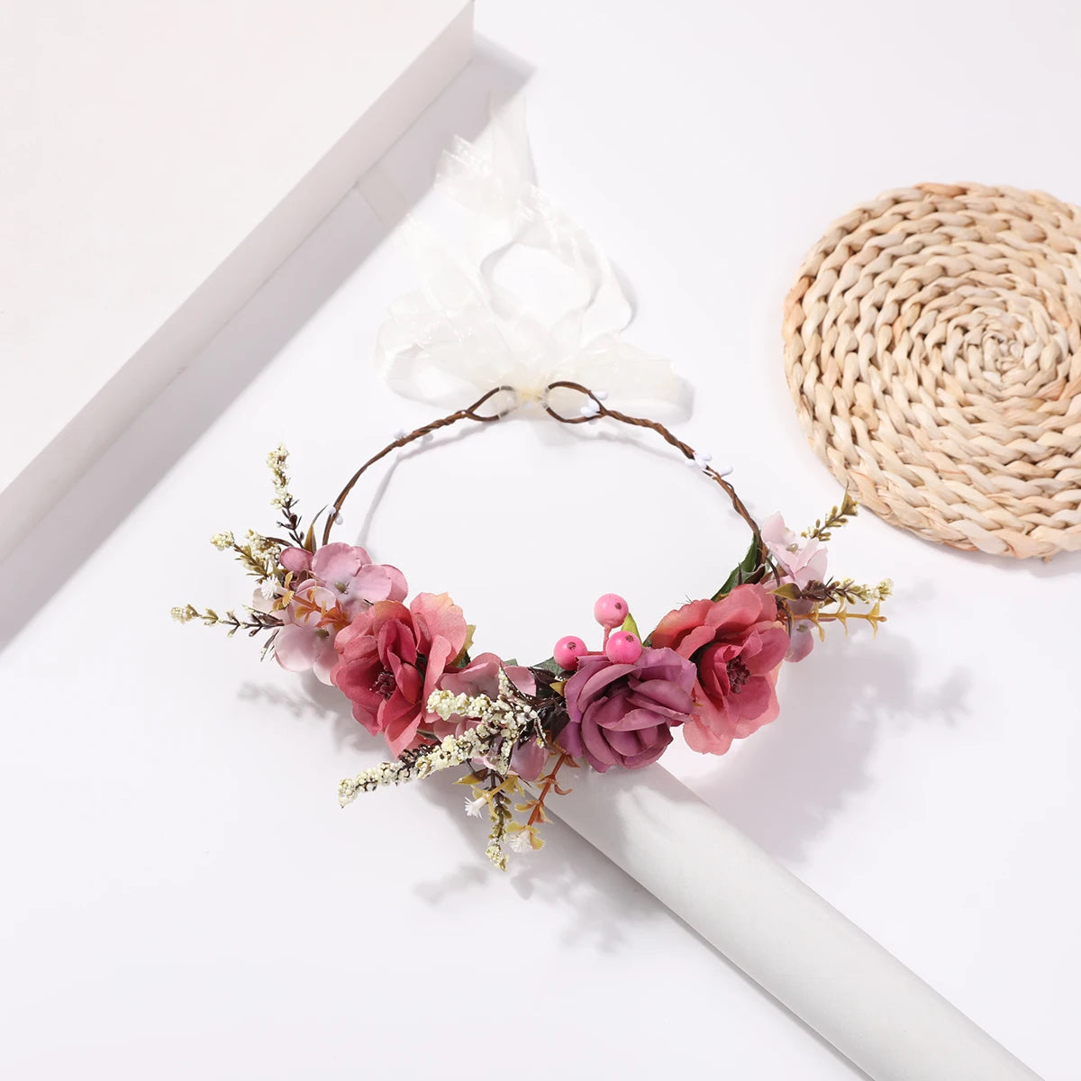 pastoral small fresh flower wreath hair hoop fairy rose flower flower headdress, retro antique style flower