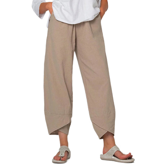 Women s Summer Loose Fit Capri Pants High Waist Solid Color Casual Trousers with Pockets Available in 5 Colors