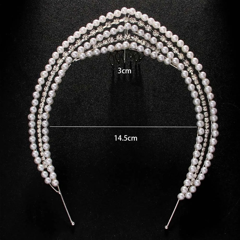 Pearl Headband Rhinestone Bohemian  Hairband