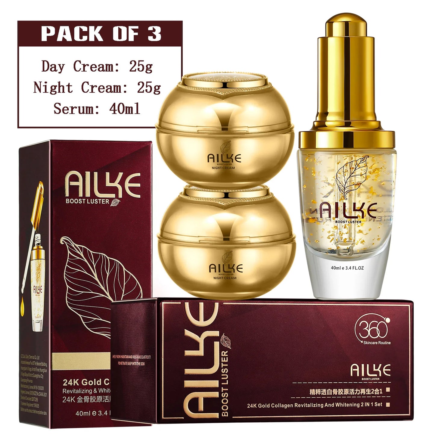 24K gold facial essence glycerin liquid toner face skin cream  moisturizing