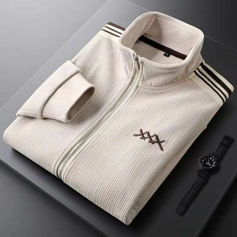 Autumn Winter warm sports Men Sets suit  zipper stand-up collar cardigan jacket straight leg sweatpants two-piece set