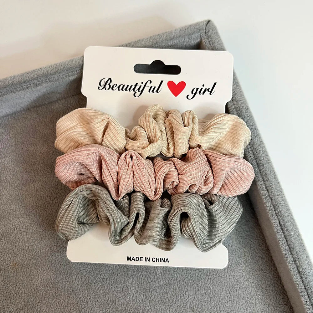 3PCS/Set Corduroy Knitted Small Scrunchies Elastic Hair Ties Women Girls Satin Ponytail Rubber Hair Bands Rope Hair Accessories