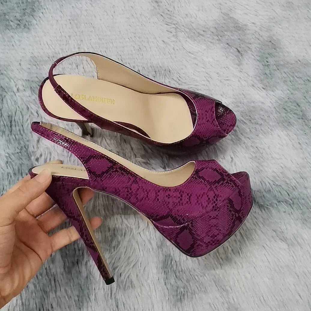 Women Sandals 14CM Super High Heels Sexy Open Toe Platform Sandals Gladiator Party Dress Shoes Plus Size