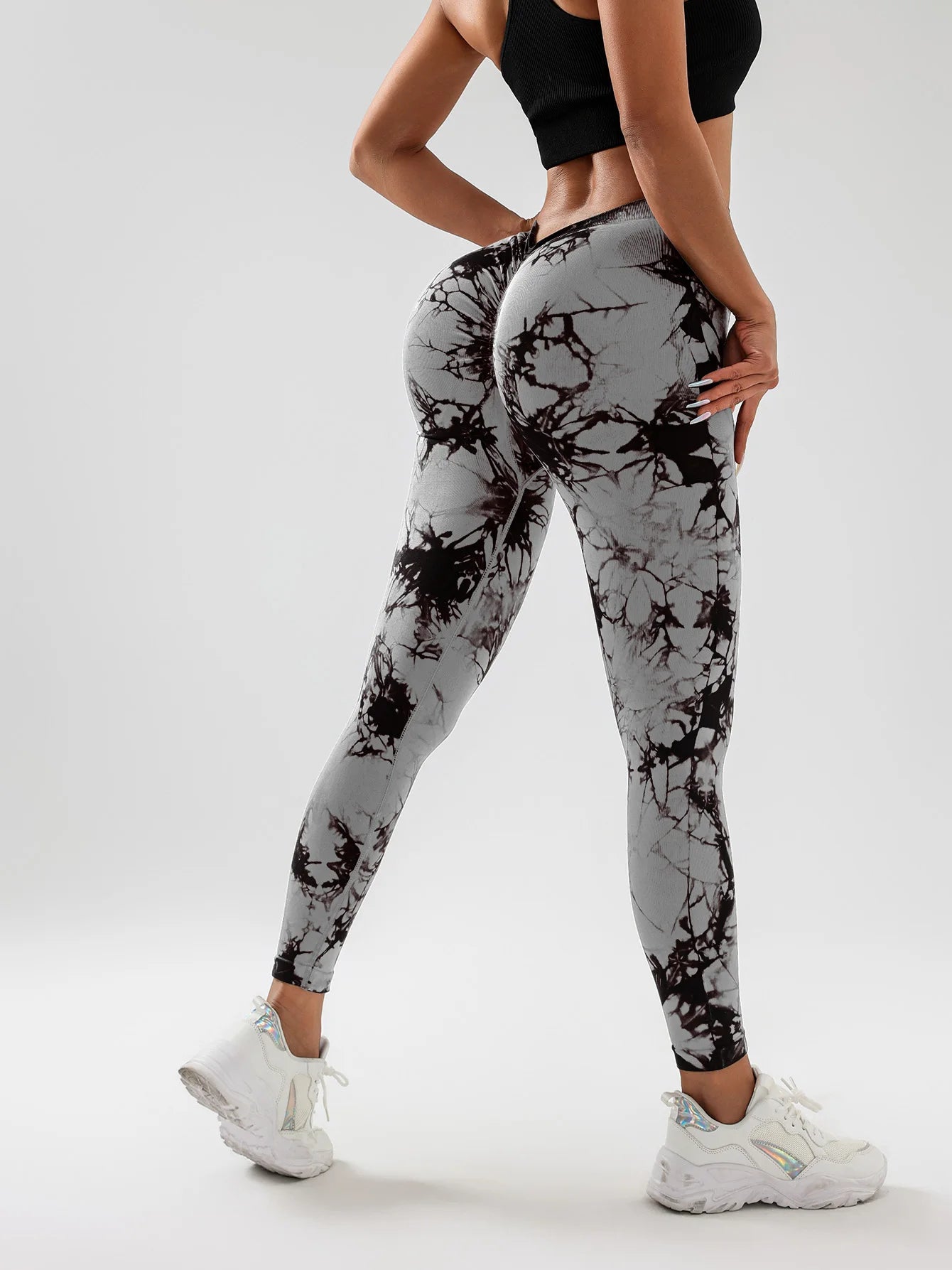 Spandex Tie Dye Scrunch Butt Lifting V Back Leggings Buttery Soft High Waist Yoga Pants