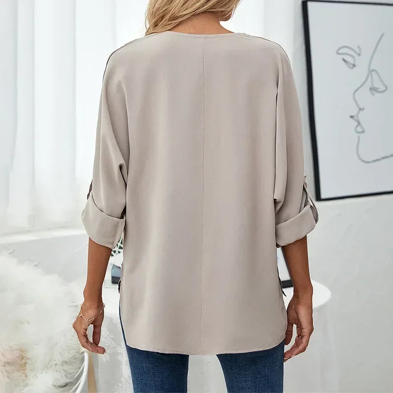 Solid Casual Vintage  Oversized Shirts