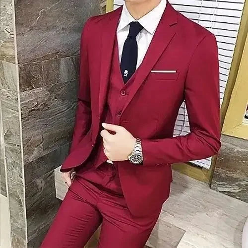 Men's Casual Suit Three-Piece Set Slimming Western-Style Clothes Professional Business Attire For Youth Student