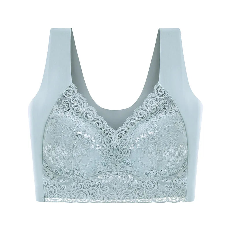 Women's Lace Bra Trackless Sports Thin Bra Breathable Soft And Comfortable Casual No Underwire V-Neck Bra