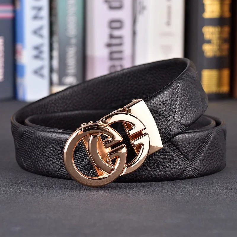 Designer fashion automatic buckle jeans high-quality material belt