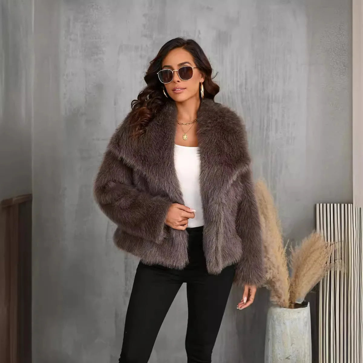 Woven Jacket For Women Loose Stand Collar Long Sleeve Coat