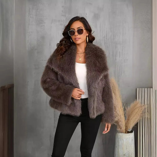 Woven Jacket For Women Loose Stand Collar Long Sleeve Coat
