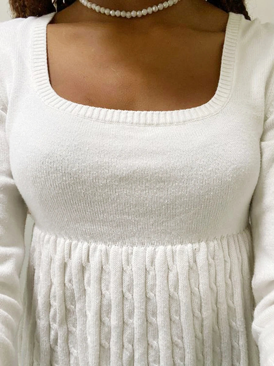 Women s Long Sleeve Crop Knit Tops  Cable Knit Sweater Fairy Grunge Tops