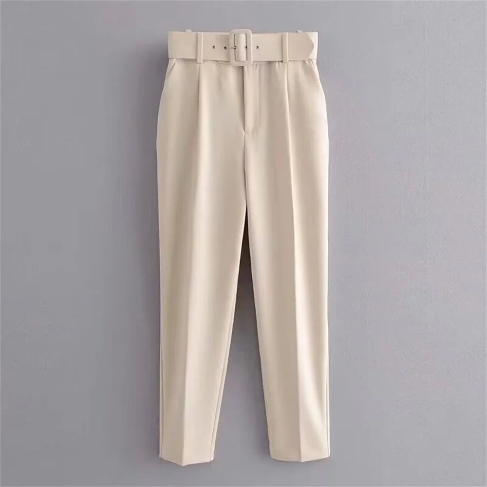 Casual Women's Wear Simple Fashion Solid Color Suit Top Straight Pants Set Two Piece Set Blazer Pants