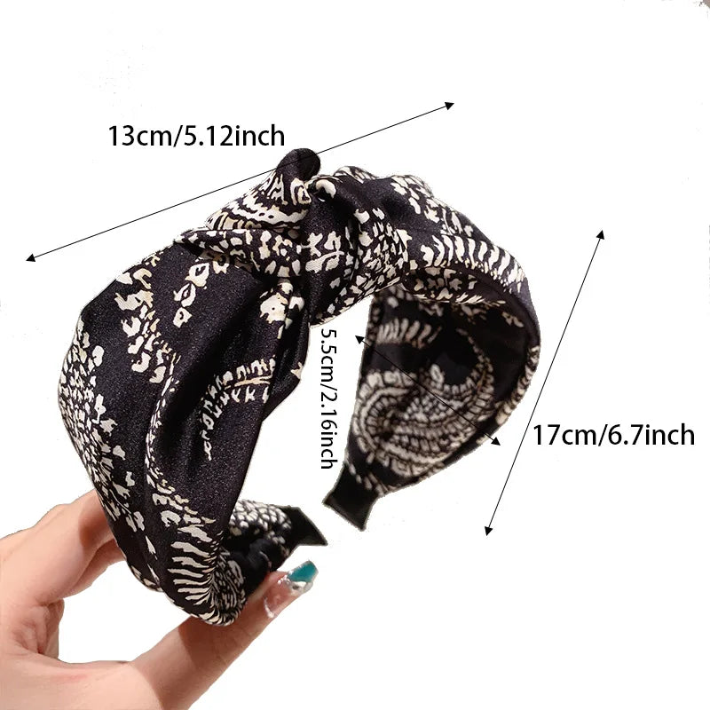 Ethnic style fabric knotted headband wide edge non-slip hairband fashion women's hair accessories