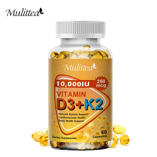 Vitamin D3 + K2 Capsules – 60 Count Dietary Supplement – Made in the USA