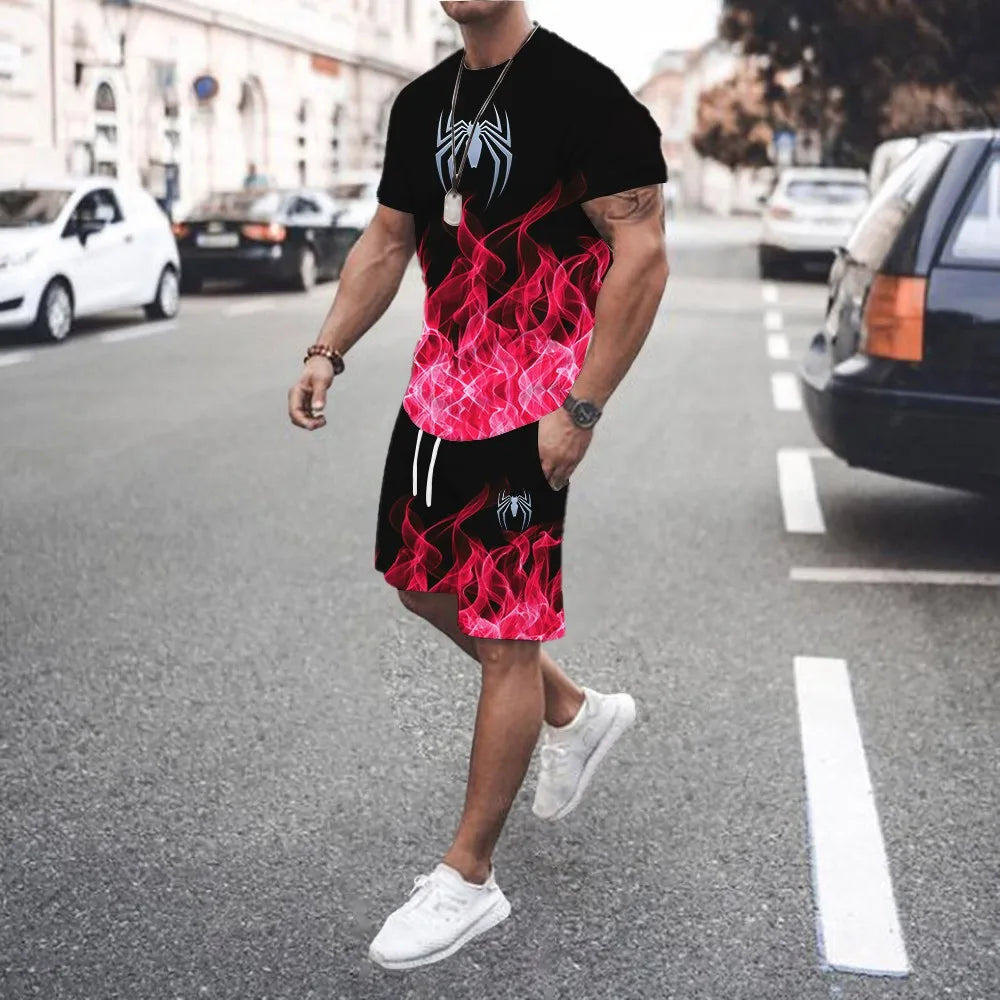 3D Printed Men s Casual Luxury Gradient T-Shirt Shorts Set Tracksuit Male 2 Pieces Fashion Outfit Man Clothing Jogging Suit