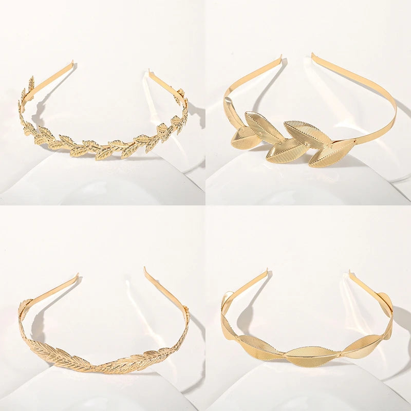 Gold Color Leaf Headband Headpiece Crown Tiara Headdress Goddess Greek Head Jewelry