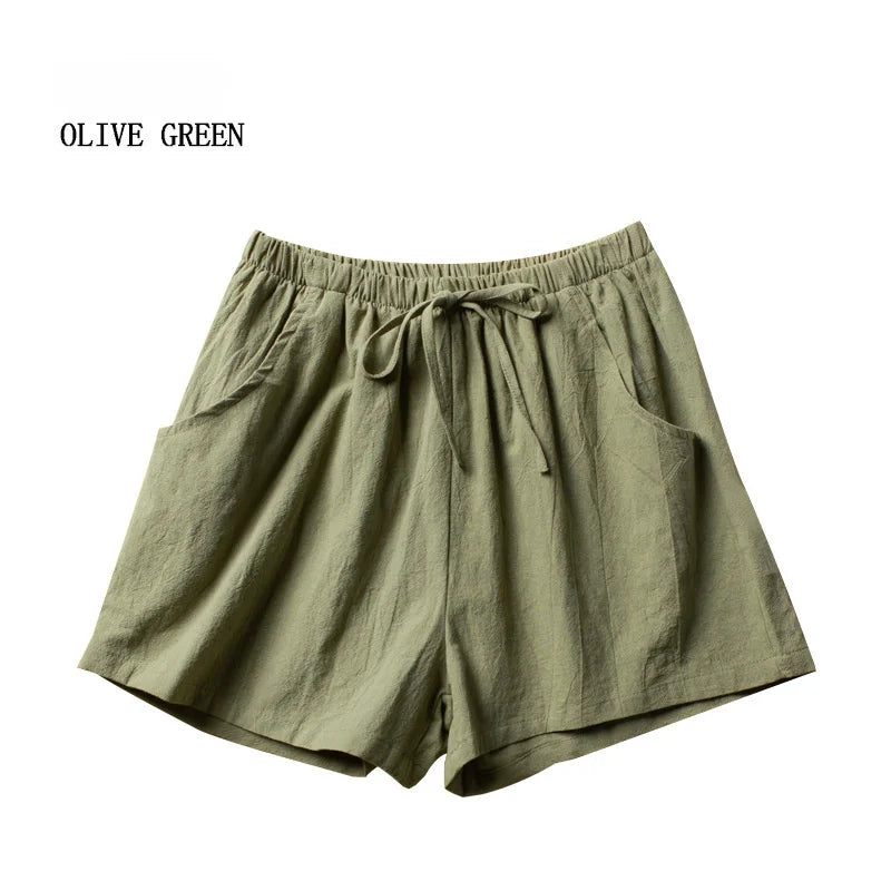 Casual Linen Shorts Women Gym Workout Shorts Cotton Short Pants High Waisted  Ladies Short