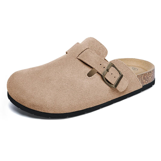 Women's Suede Clogs Shoes Adjustable Buckle Slip Casual Fashion Footbed Home Clog