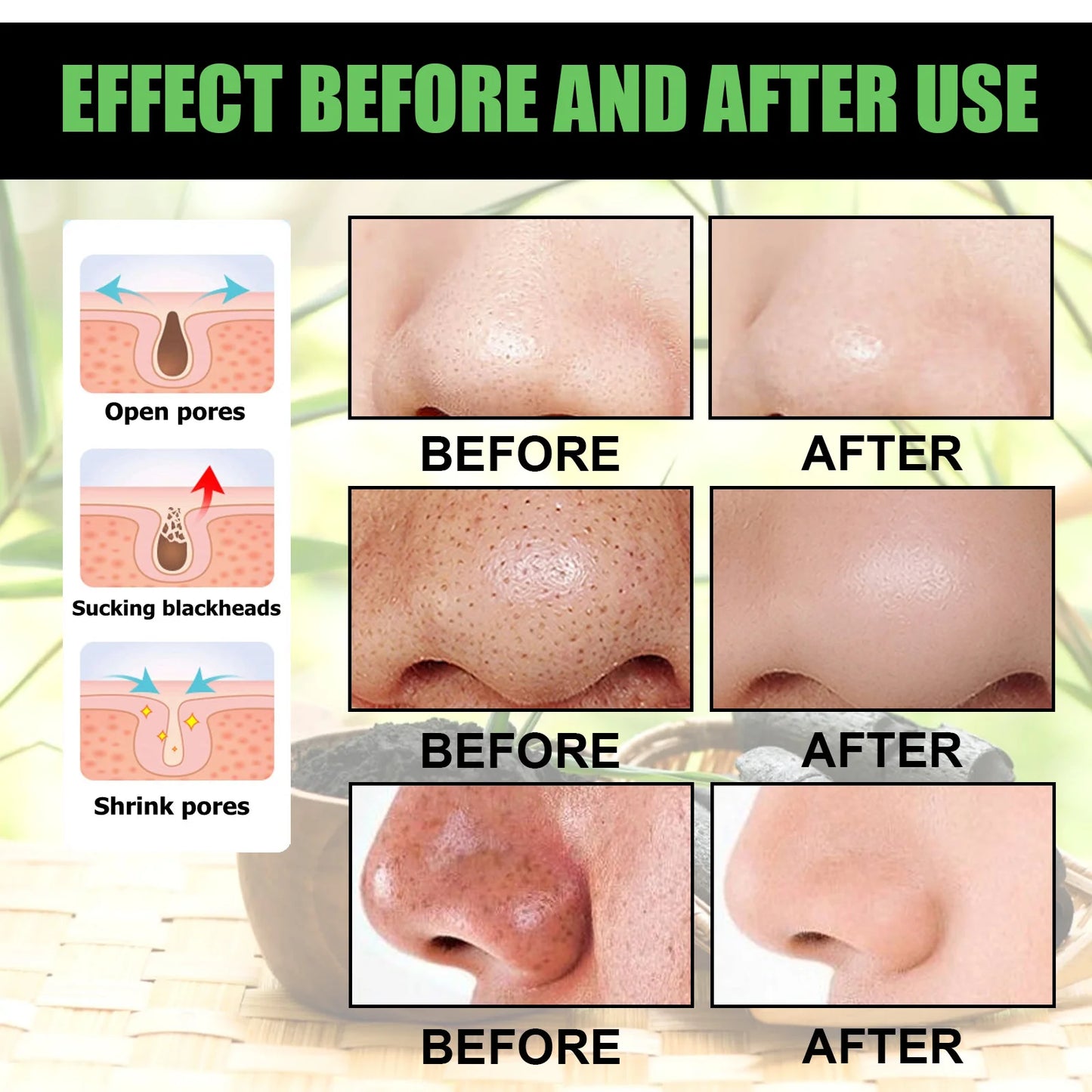 Bamboo Charcoal Peeling Mask Cleansing Pores Acne Blackheads