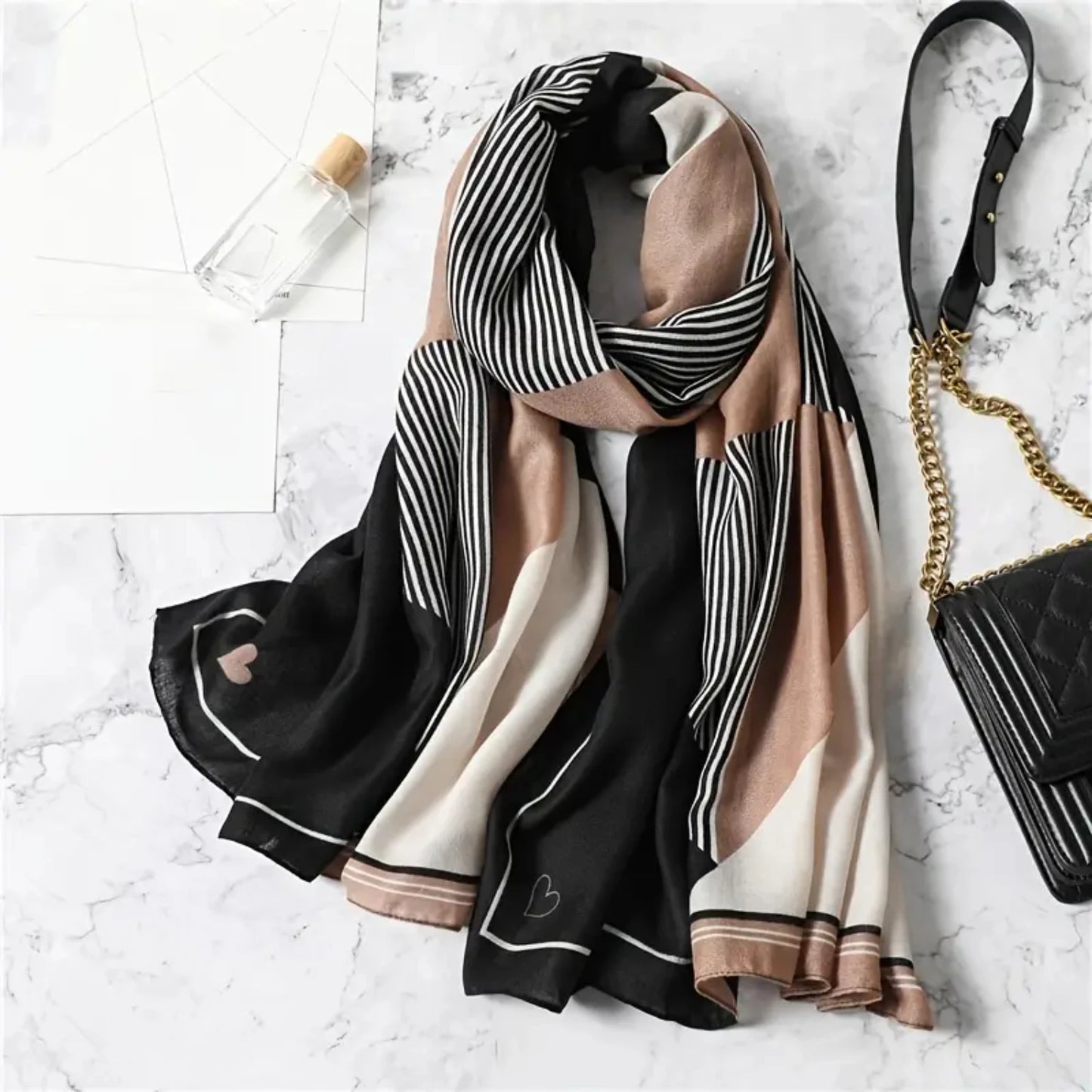 Simple Striped Colorful Love Shawl Scarf - Fashionable Winter Women's Warm Scarf
