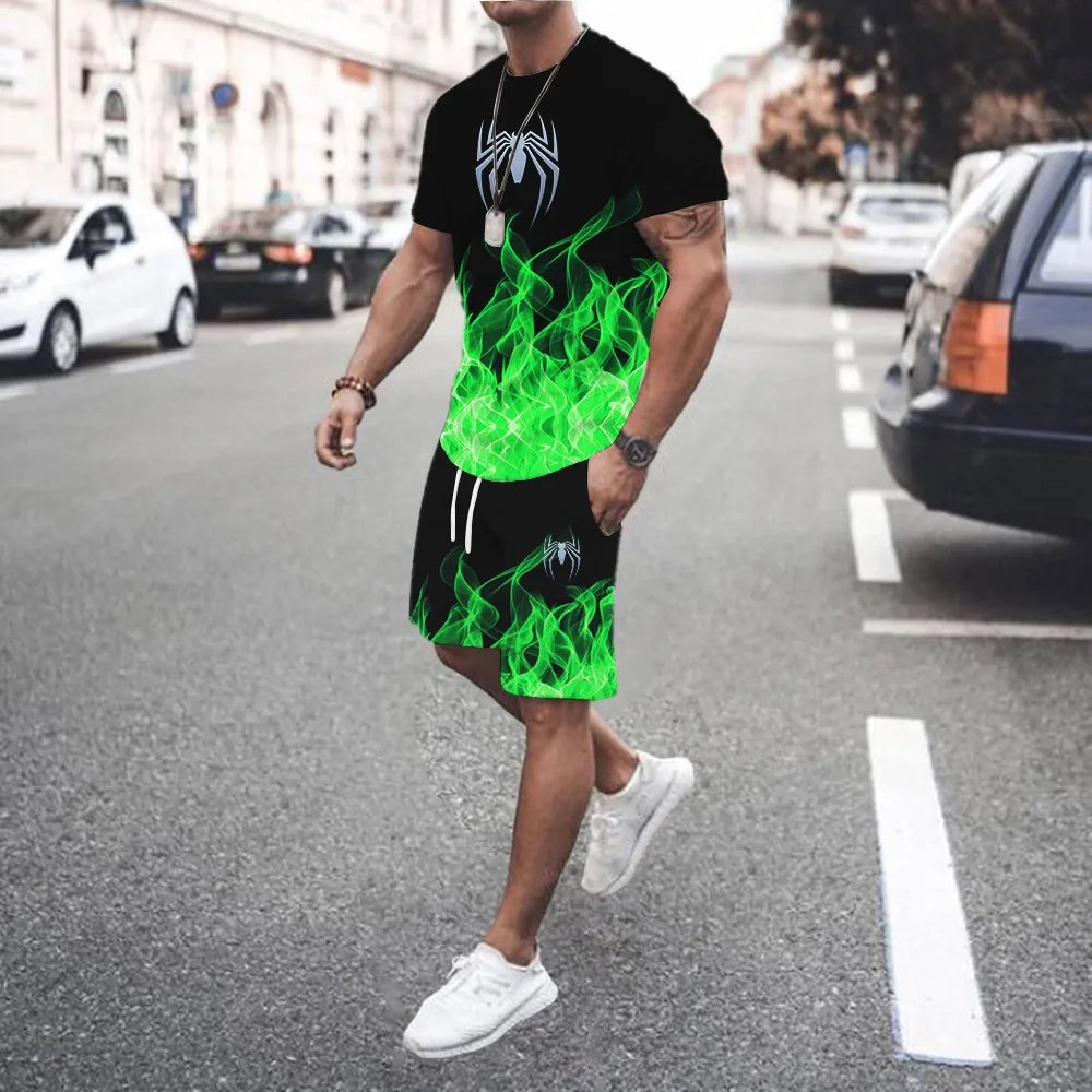 3D Printed Men s Casual Luxury Gradient T-Shirt Shorts Set Tracksuit Male 2 Pieces Fashion Outfit Man Clothing Jogging Suit