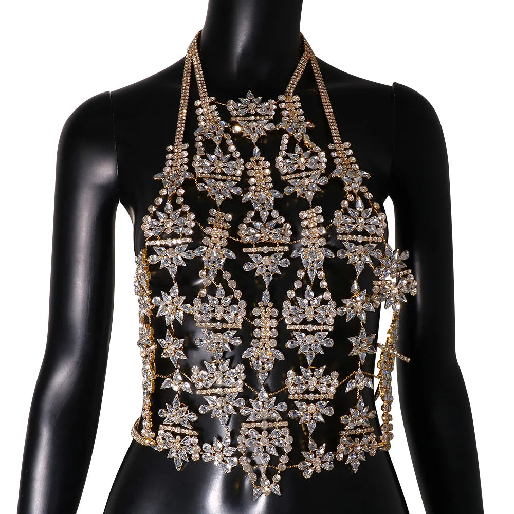Exaggerated Vest Rhinestone Chest Chain Body Accessories Crystal Lingerie Bra