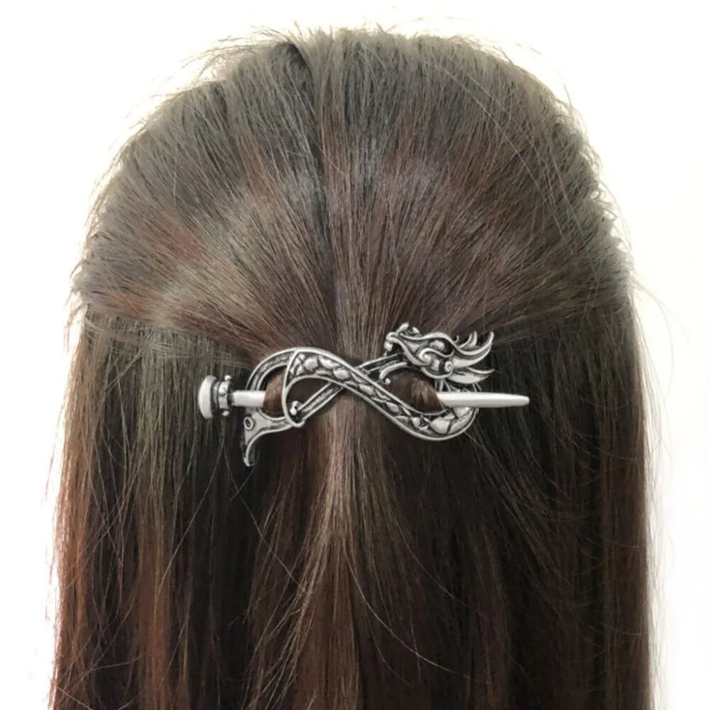 5 Pcs Viking Celtic Long Hair Clips - Vintage Silver Celtic Knot Hair Stick