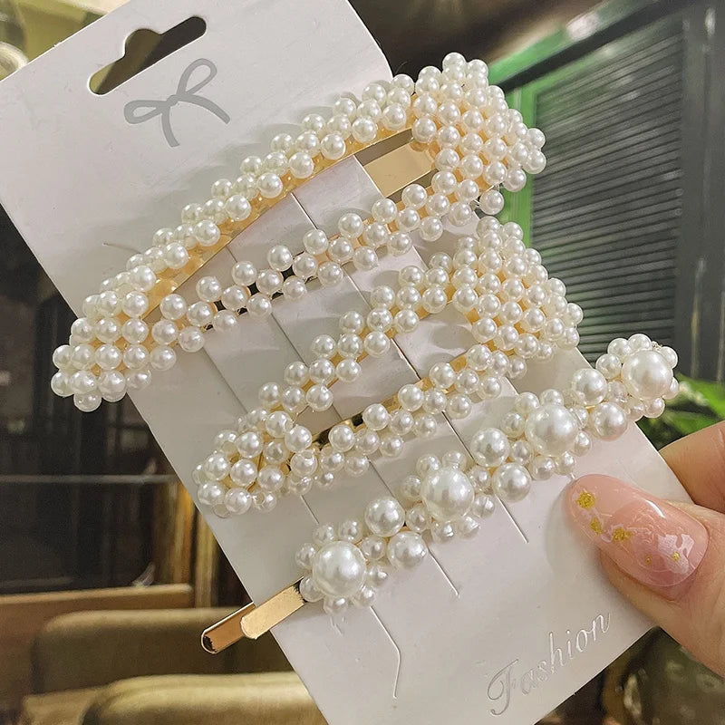 Simulated Pearl Hair Clips For Women Hairpins Geometric Hair Barrettes Fashion Hairgrip Hair Accessories