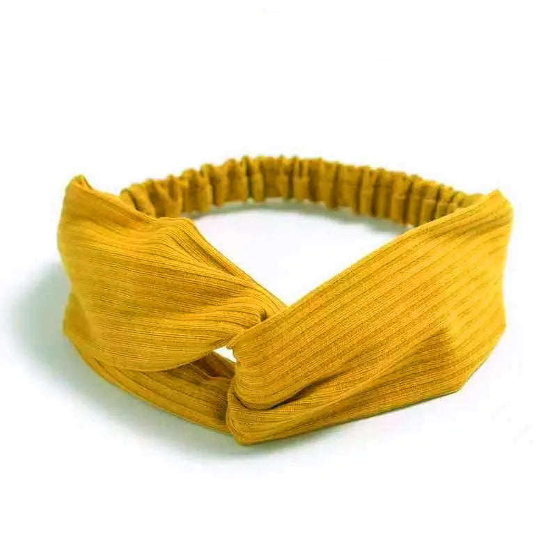 Boho Women Soft Solid Print Headbands Vintage Cross Knot Elastic Hairbands Turban Bandanas Hair Bands Hair Accessories