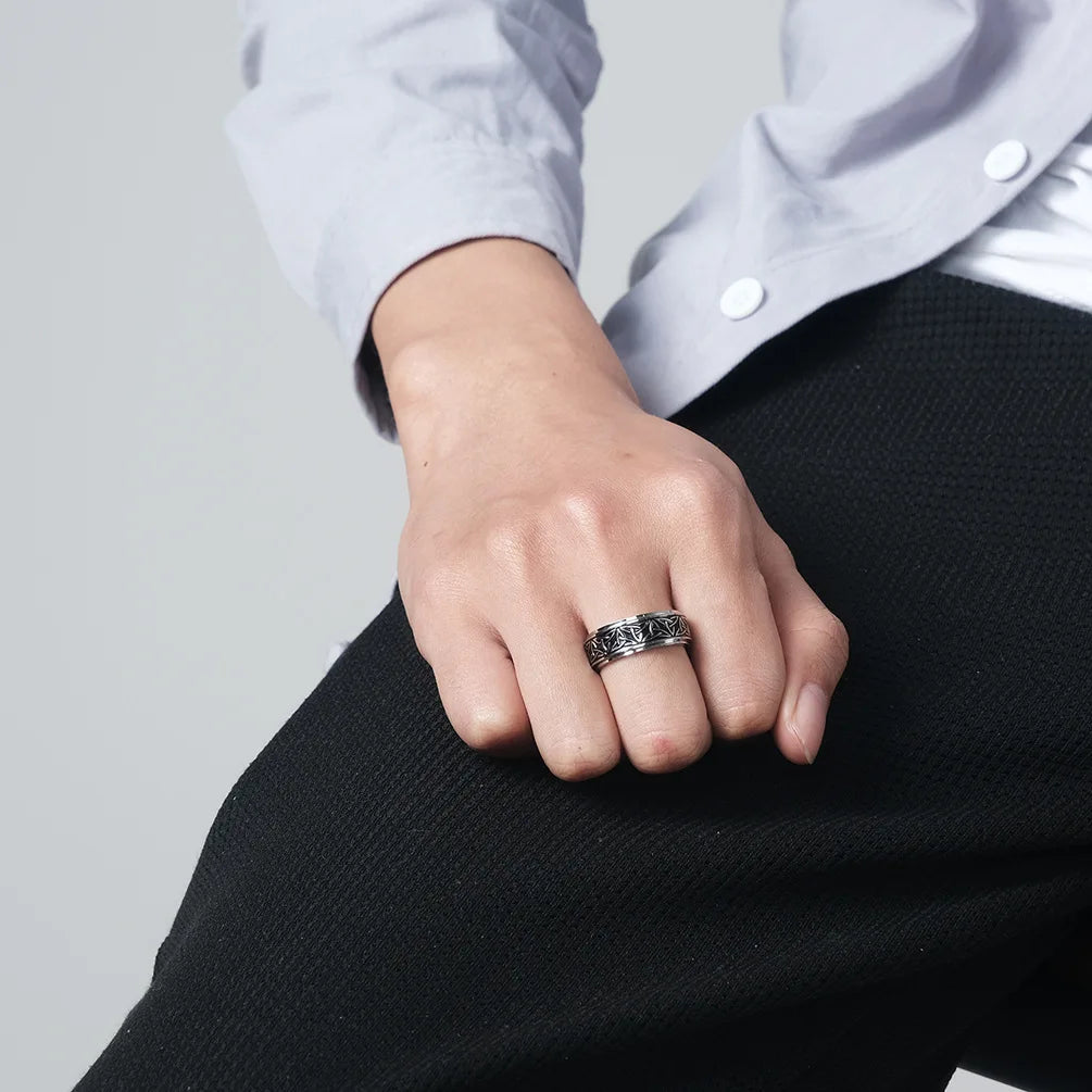 Viking Celtic Knot Rune Rings For Men Rotating Stainless Steel Anti Stress Anxiety Relief pinning Ring