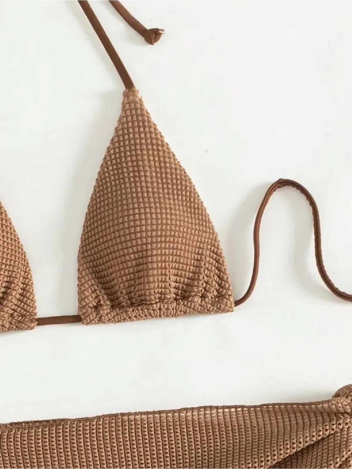 Brown Bikini Set Women Halter Push Up Bra Skirt 3 Piece Swimsuit Summer Bathing Suit Cover Up Thong Swimwear