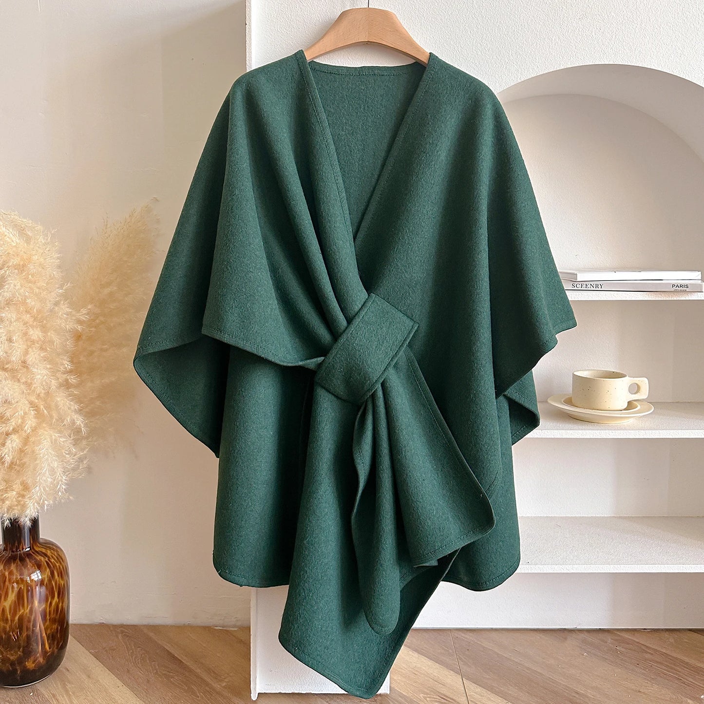 Women's Poncho Winter Warm Shawl Double Sided Designer Thickening Blanket Luxury Scarf Female Cloak Cashmere Pashmina