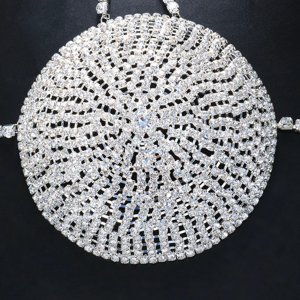 Round Crystal Bra Top Rhinestone Lingerie Chain Body Jewelry