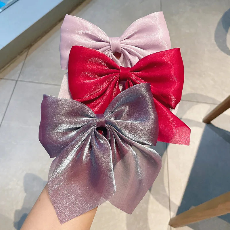 Big Hair Bow Ties Hair Clips Satin Two Layer Bow for Women Bowknot Hairpins Trendy Hairpin Girl Hair Accessory
