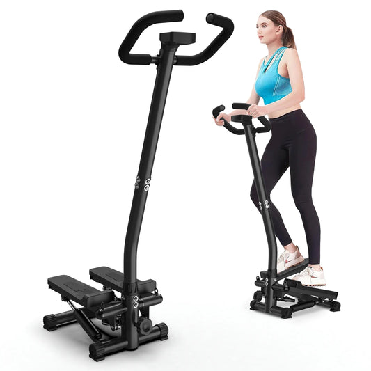 Mini stepper with handle, 300 pound load capacity, hydraulic stepper, LCD display