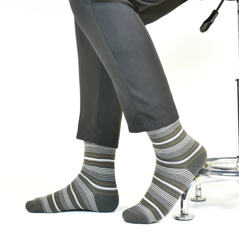 5 Pairs of  Men's Mid-Calf Socks - Soft, Breathable, Moisture-Wicking Bamboo Fiber for All Season Wear