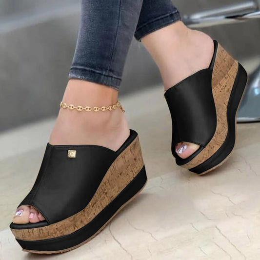 Roman Shoes Sandals For Ladies Shoes Summer Sandals Fashion Solid Color Wedge Platform Slippers Elegant Fashion