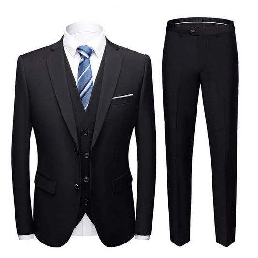 3 Piece Suit Formal Vest Pants Set Turndown Collar Single Breasted Slim Formal Suit Wedding Banquet Prom Men Suit