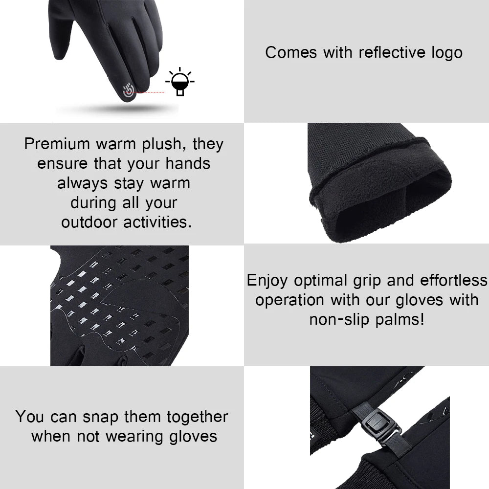 Winter Warm Cycling Gloves Skiing Windproof Gloves Waterproof