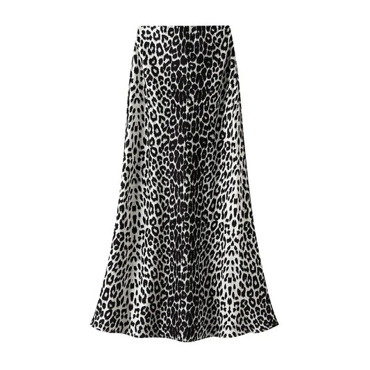 Leopard Print Long  High Waist  Mermaid Maxi Skirt